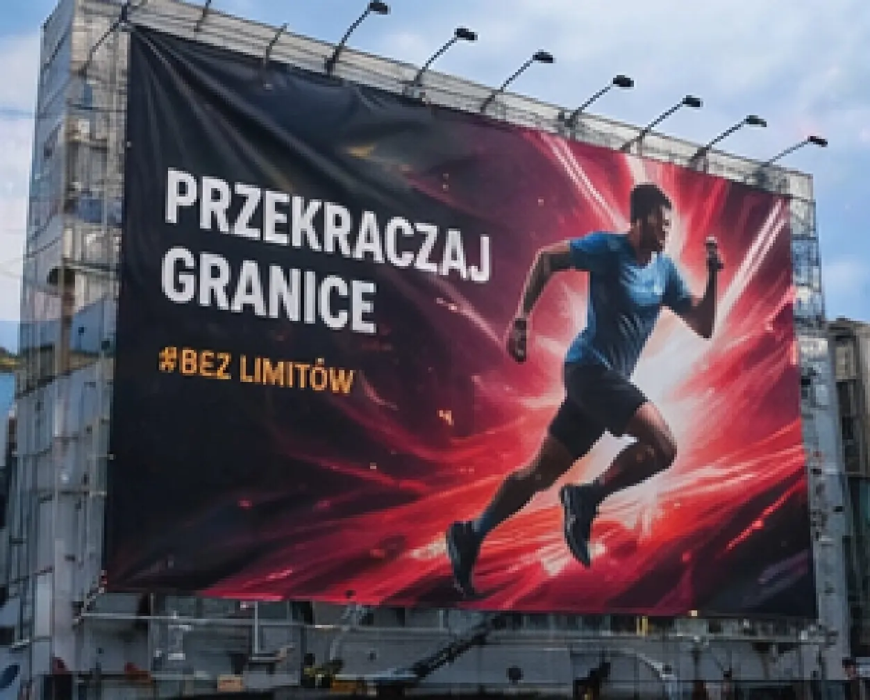 Baner reklamowy wielkoformatowy na budynku